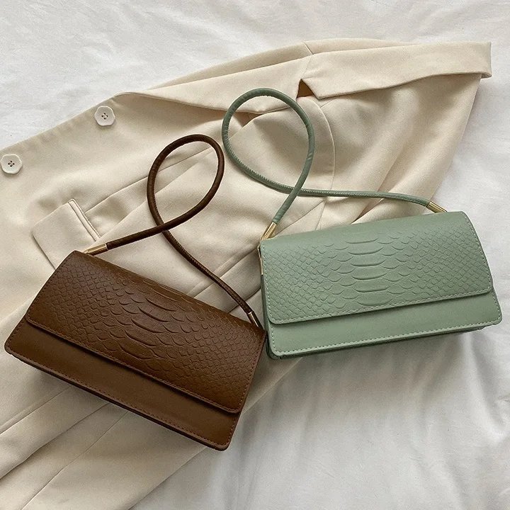 Оптовая продажа Повседневные Сумки из искусственной кожи с принтом крокодила женские модные однотонные сумки на плечо квадратная сумка для подмышек женщин