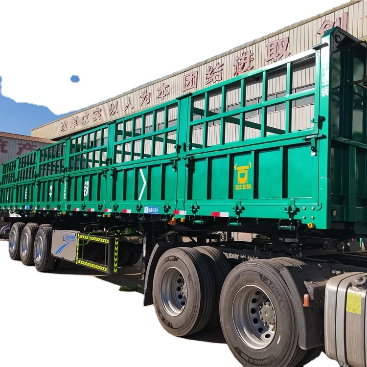 3 axles heavy transport cargo high side fence semi trailer fence flatbed truck trailer