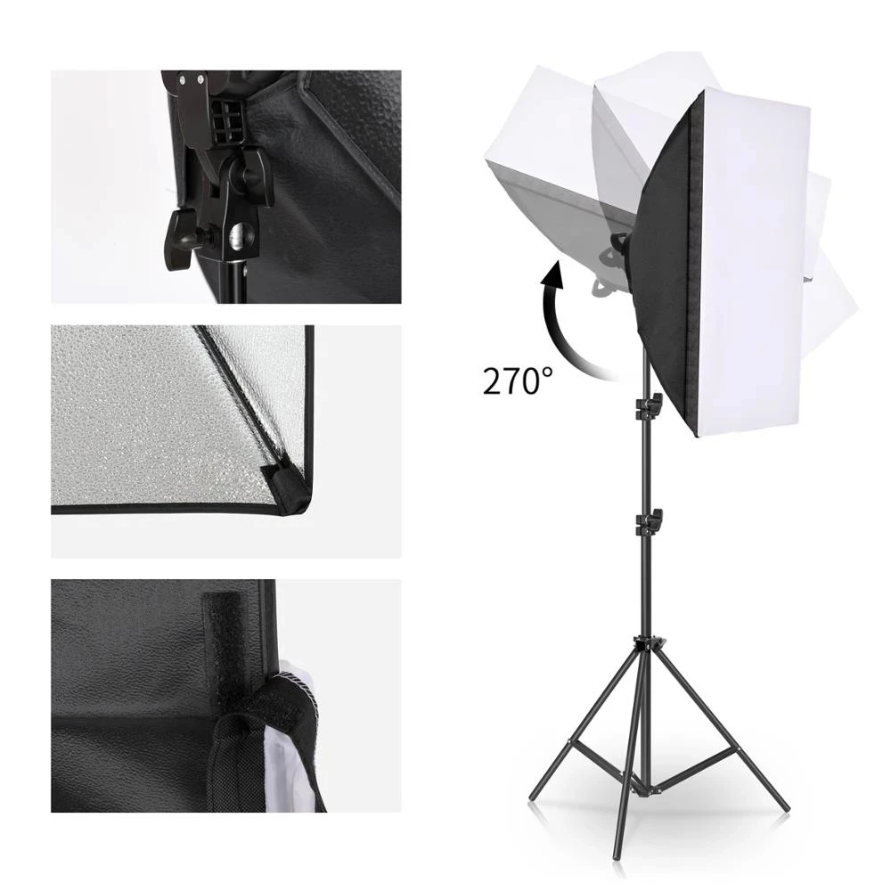 E-reise Photography Softbox Lighting Kit with  Two Color LED Lamp for Continuous Stepless dimming Light System