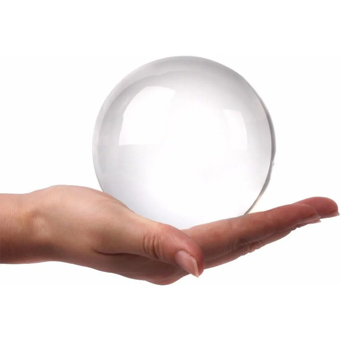 100mm Clear Acrylic Crystal Sphere with Wooden Stand Healing Crystal Ball for Meditation, Home Decoration Various sizes