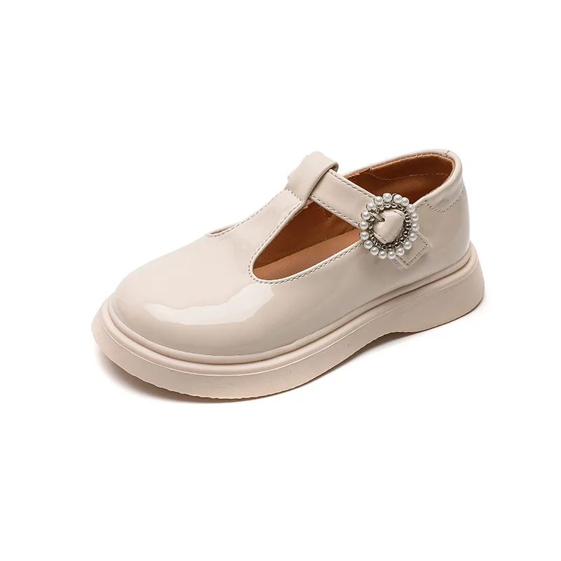 Туфли принцессы для девочек, Новинка весна-осень 2021, черные маленькие кожаные туфли, детская обувь, летняя обувь