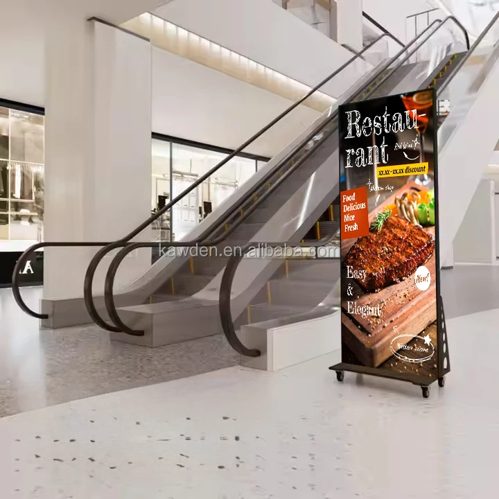 Wholesale P2 Movable Mirror Poster Indoor LED Advertising Acreen LED Poster Display Standing Digital Signage Touch Screen Kiosk