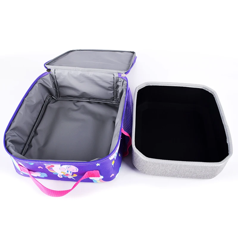 Water Bottle School Backpacks and Lunch Bag Set Wholesale Newest Product Durable 600D Oxford for Kids CANS Cartoon Cooler Bag