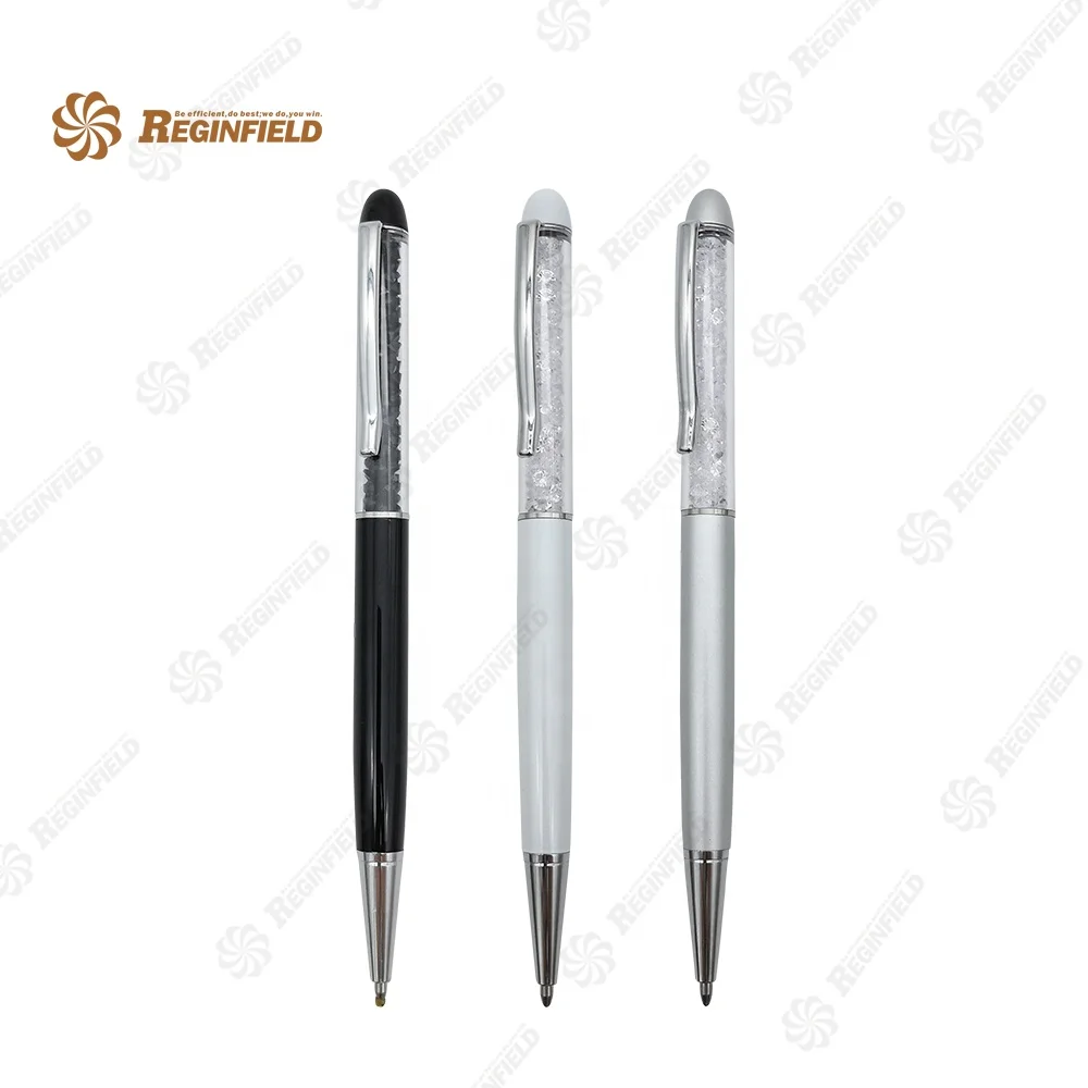 Hot-selling Extra Fine Metallic Pen Crystal Metal Ballpoint Pen with Touch Function Stylus Pen For Ipad with logo