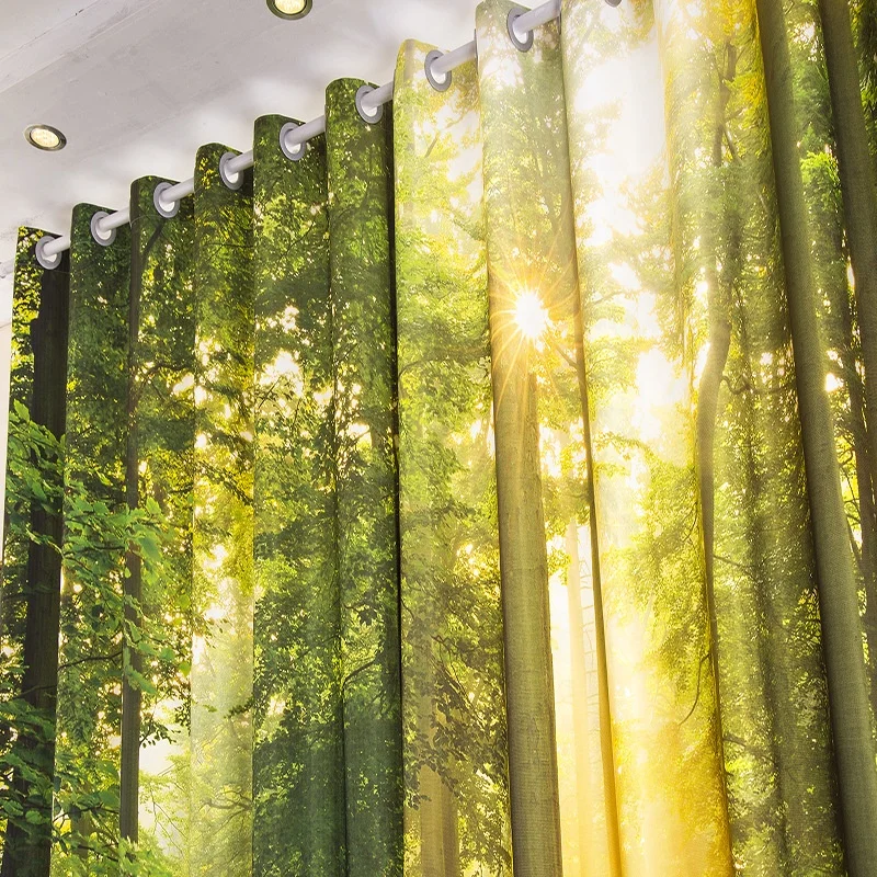 factory wholesale Curtain fabric pattern of Nature printing  curtains for bedroom forest Drapes for Living  Dining Room