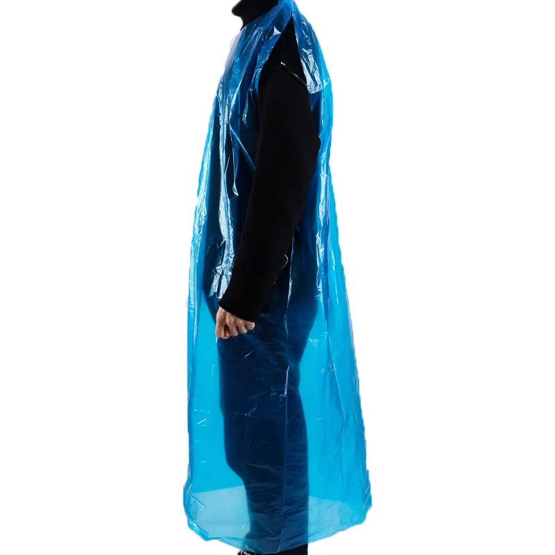 Waterproof Polyethylene Apron CPE Impervious Gown for Cleaning Disposable Sleeveless Gown Blue