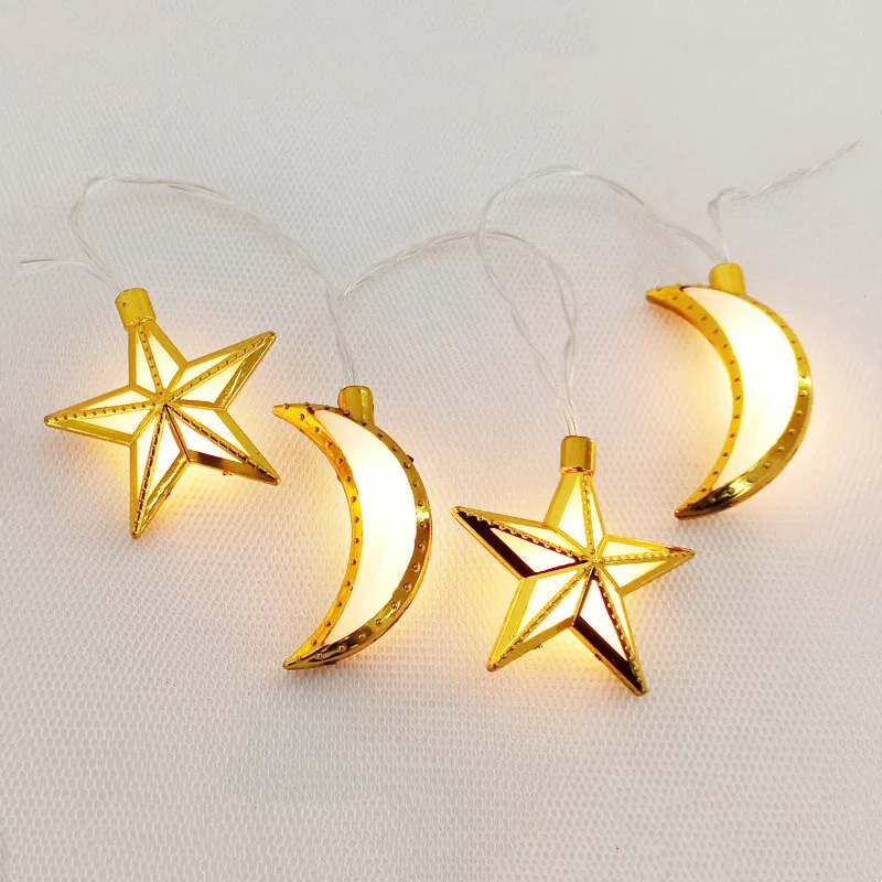 Украшение Рамадан Мусульманский Исламский ИД Мубарак кареем Луна Звезда сказочная гирлянда светодиодные украшения Рамадан