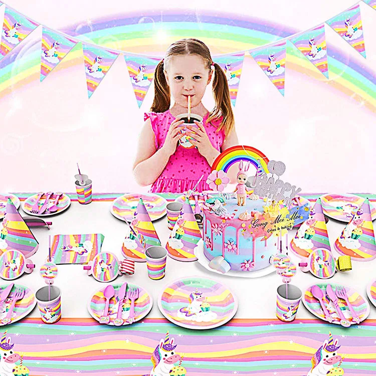 Nicro New Product Serve 6/12/18 Kid Favors Decorations Set Birthday Unicorn Party Supplies