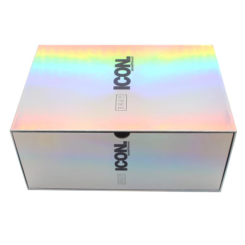 Hot Hologram Iridescent Laser Paper Reflection Drower Boxes Slide Holographic Drawer gift Box packaging