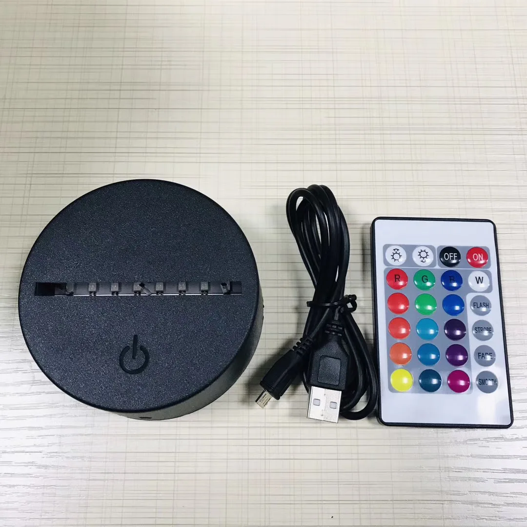 Newish Multi Functions 16 Colors with Remote Control USB Charge 3D Illusion Anime Acrylic  Night Light Base