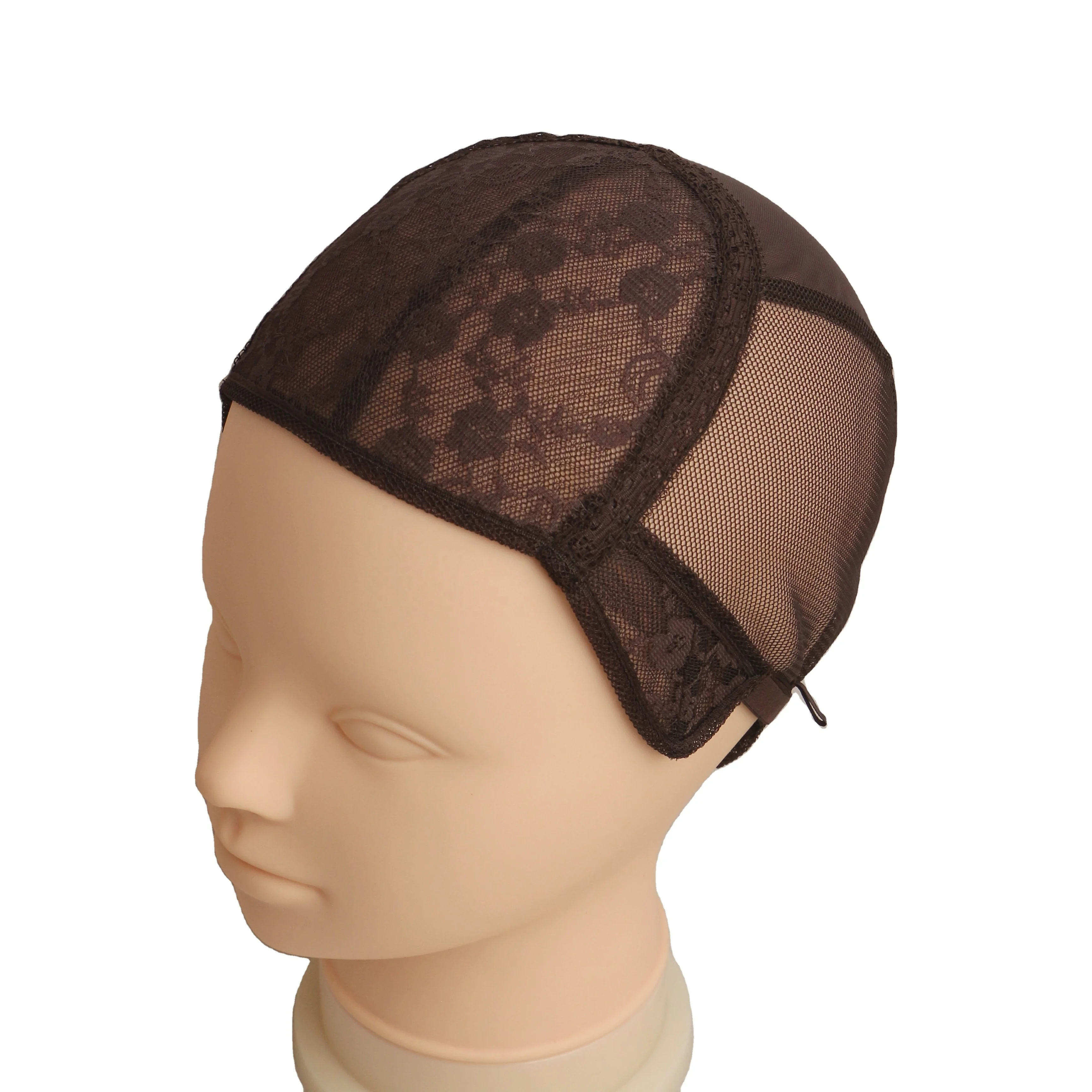 15-66 Crochet Breathable Braided Straps Wig Making Cap Adjustable Elastic Mesh Dome Ventilated Wig Cap