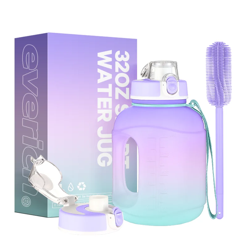 1 Gallon Water Bottle with Straw Motivational Water Bottle 32oz Water Jug