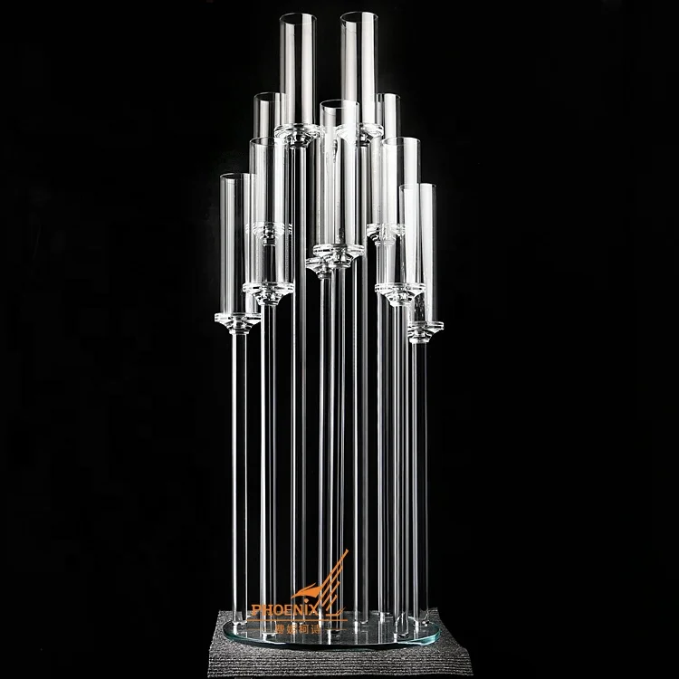 Elegant table centre pieces wedding crystal candelabra event decoration 10 arms glass candle holders centerpieces on sale
