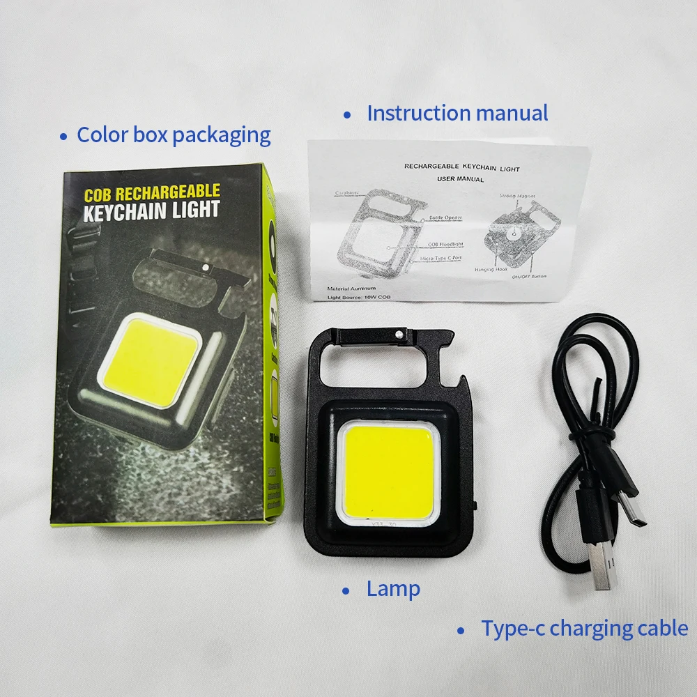 Multifunctional Charging Emergency Keychain Portable Work High-Brightness COB Inspection Outdoor Camping Light