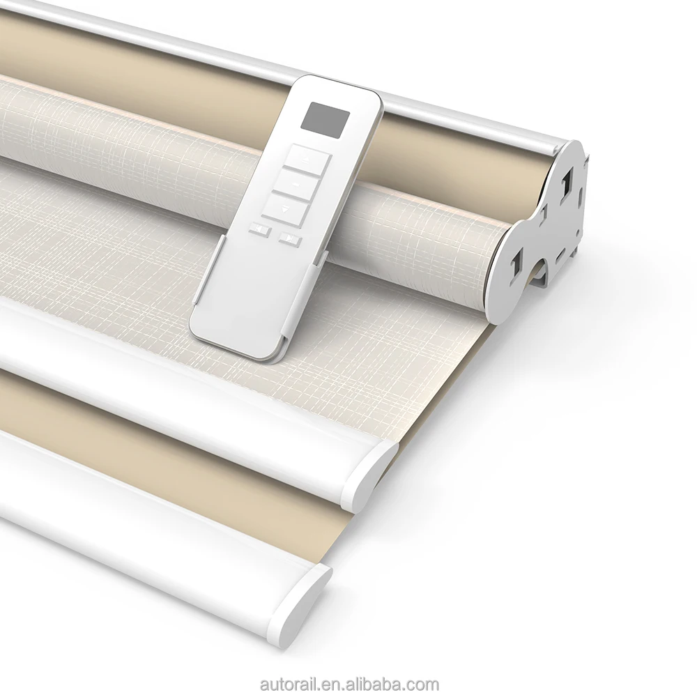 WiFi App Control Google Alexa Electric  Double Roller Shades Hotel Blinds Smart Curtain Motorized  Chain Blinds Roller