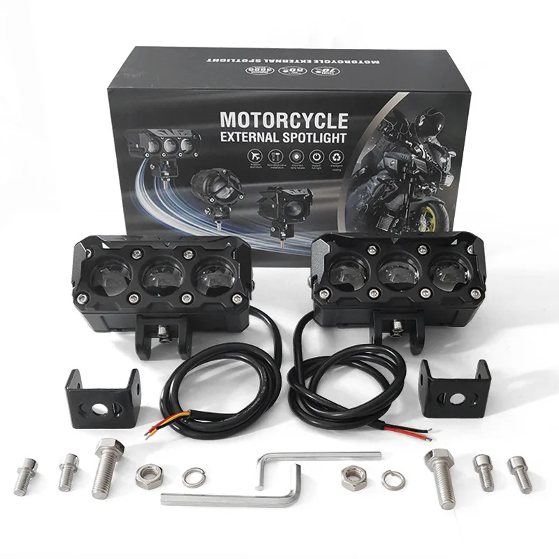 Система освещения для мотоцикла, двухцветный дополнительный прожектор для фар, мини-фары дальнего света для мотоцикла