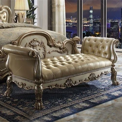Luxury Bed Room Furniture Bedroom Set Antique Style Palace Princess Bed Bench