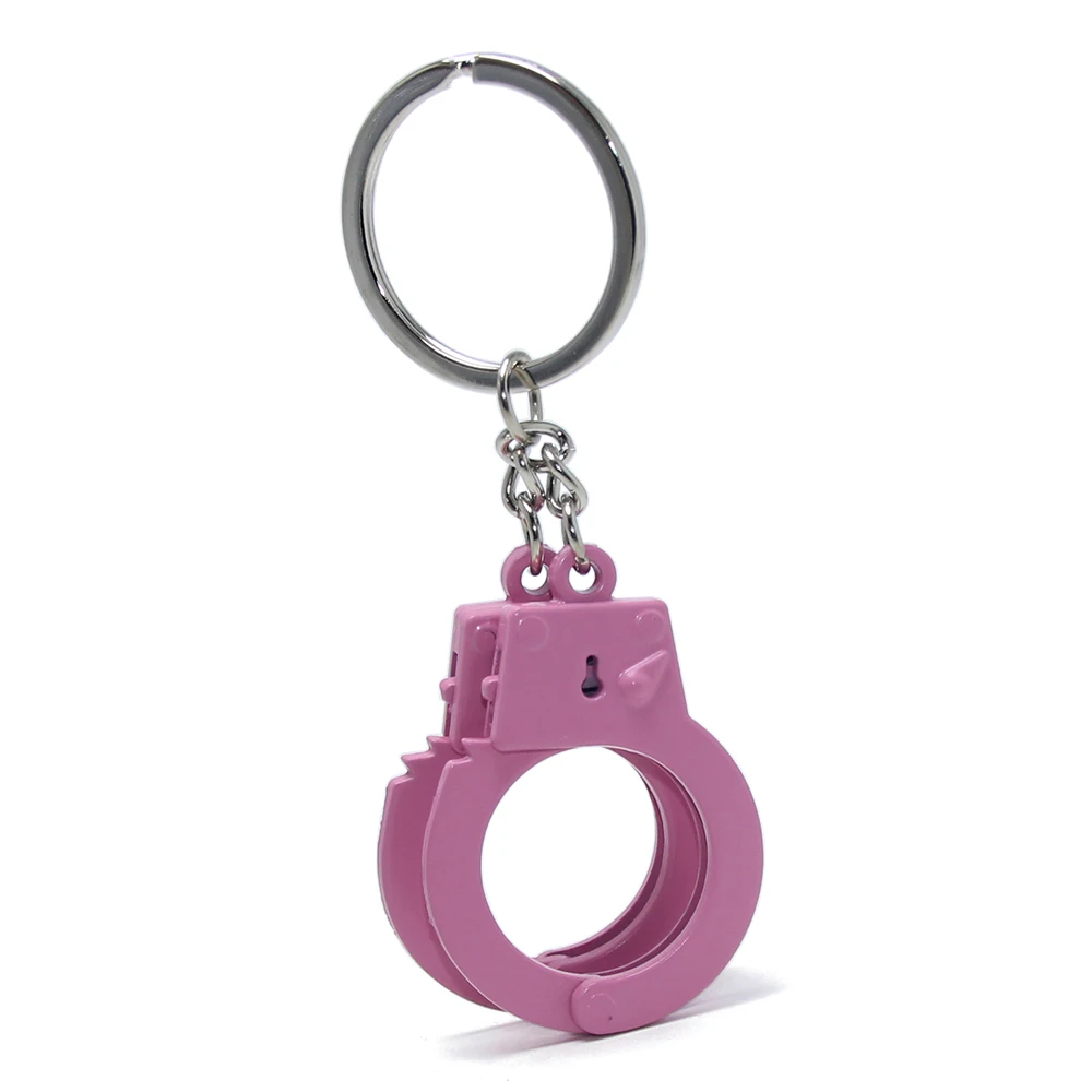 Pink Handcuff Keyring EDC Reduce Stress Decompression Anti Stress Finger Toys Adult Key Holder Metal Mini Handcuffs Keychain