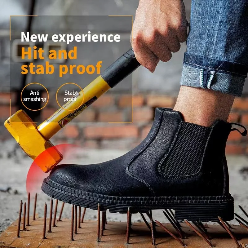 light weight waterproof steel toe hit and stab proof anti smashing antiskid construction safety shoes for men working shoes