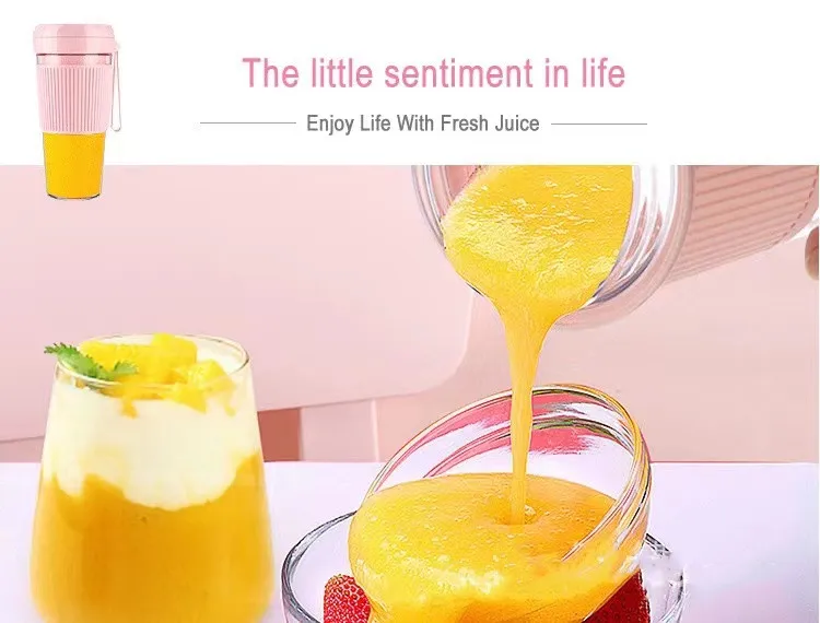 New High Quality Personal Hand Held Mini Juicer Cup Plastic USB Portable Blender for Shakes and Smoothies