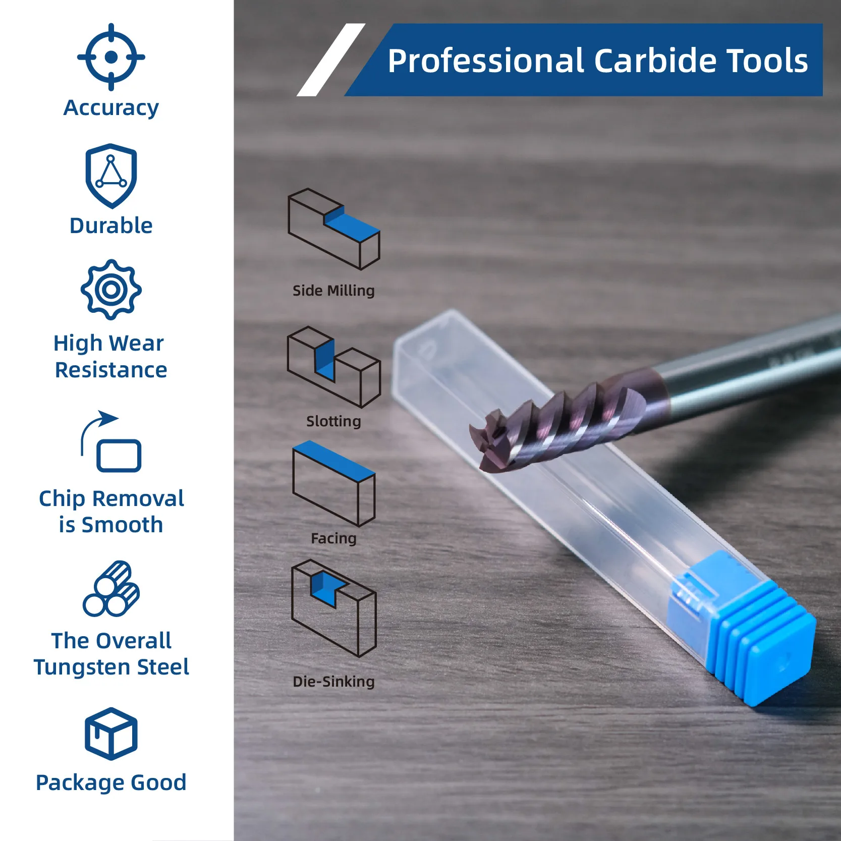 Manufacturer Precision Fine Finish Cutting Tools Carbide End Mills Coated CNC Router Bits Milling Cutters for Metal Woodworking