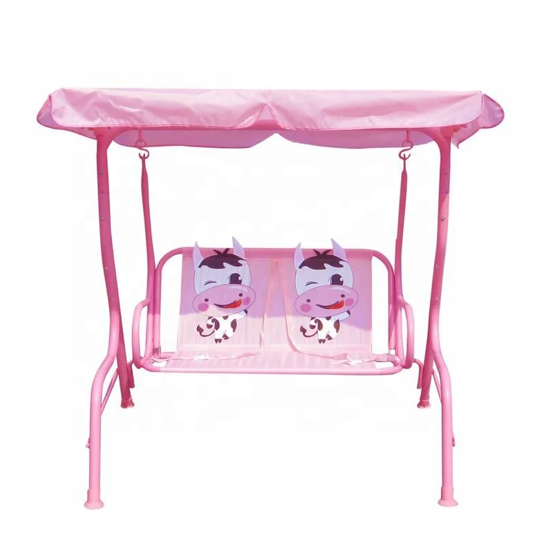 cute colorful two seat double indoor and outdoor children swing chair with stand