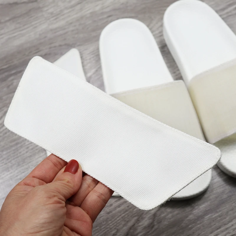 high quality white plain blank sublimation slides, polyester canvas slide sandals slippers for sublimation