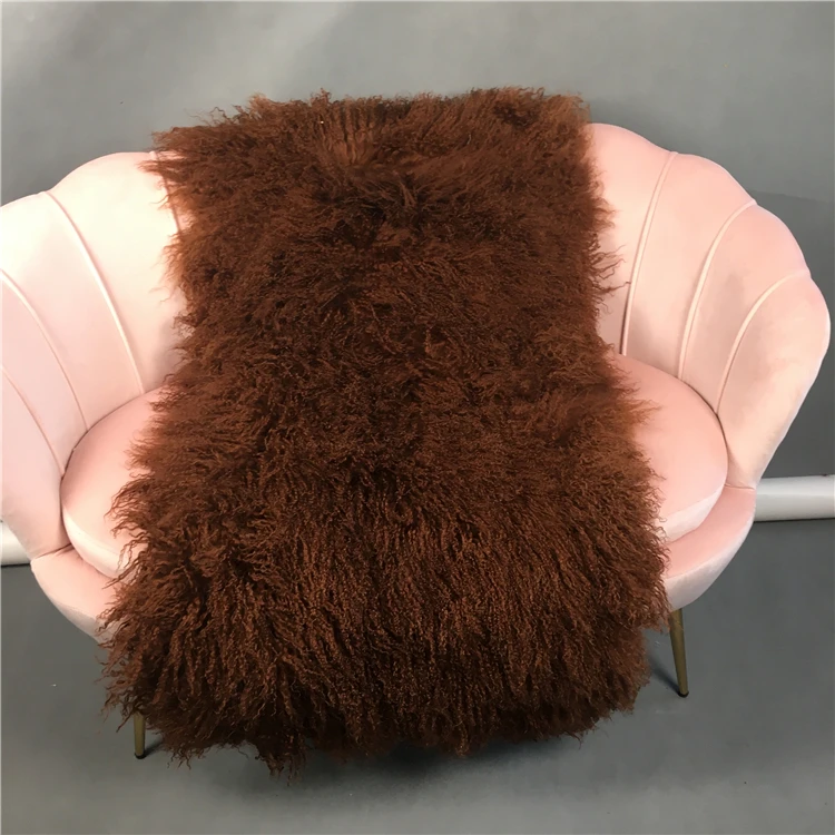 Оптовая продажа винно-красные длинные волосы из овчины козья шкура напольная