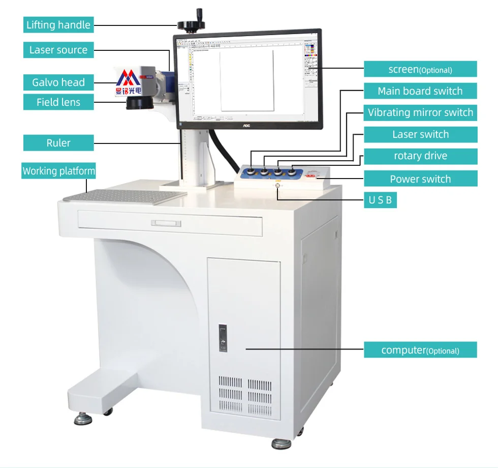 30w Portable Desk Fiber Laser Marking Machine Fiber Laser Marking Machine Price for metal sale