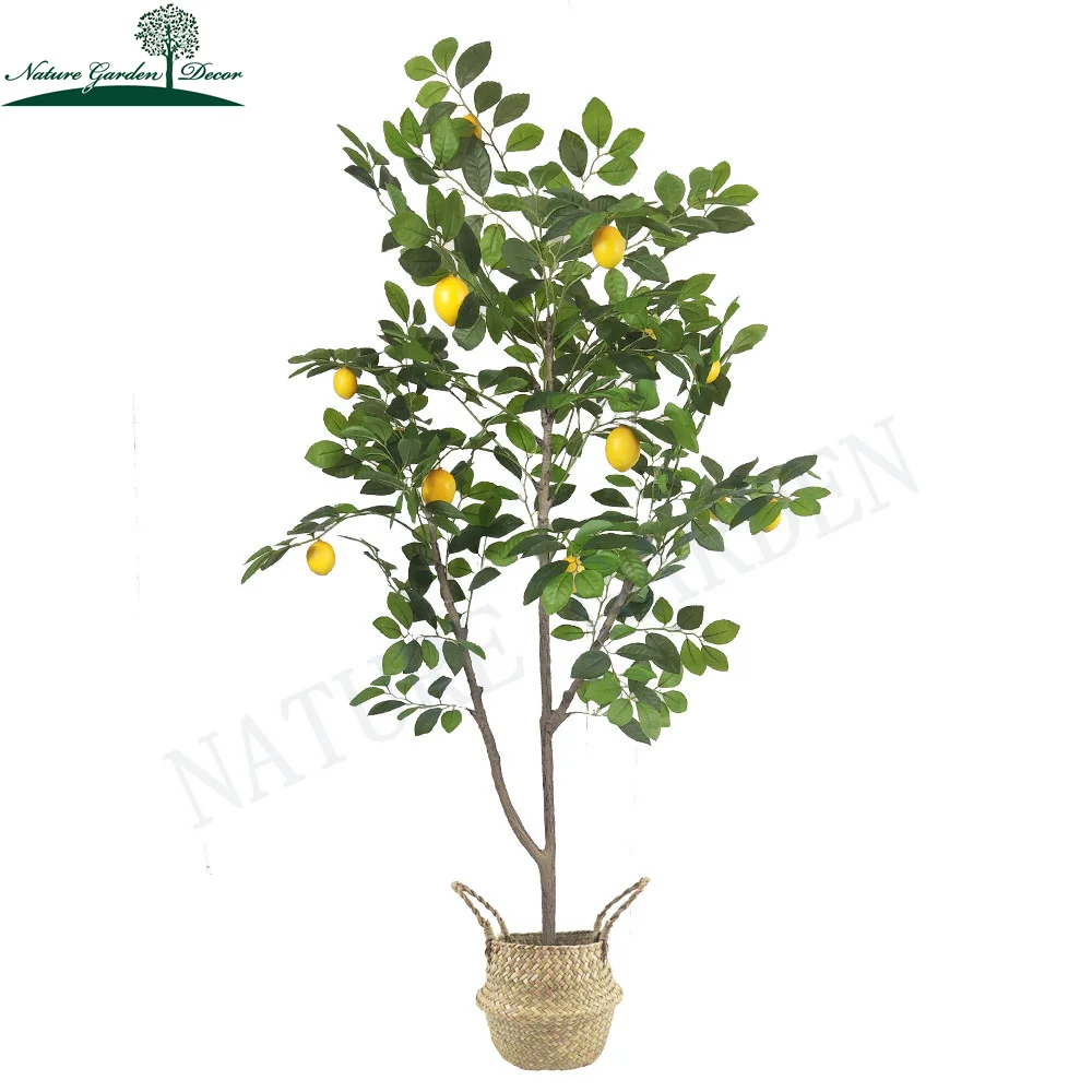 Variety Fake Lemon Green Leaves Plastic Plant Indoor Decoration Lemon Tree Artificial