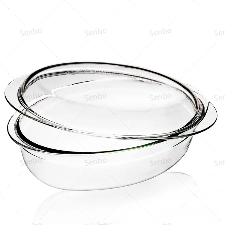 Microwave Oven Safety Round Oval Borosilicate Glass Baking Dishes with Glass Bowl Lid 1.4L 2.1L 3L