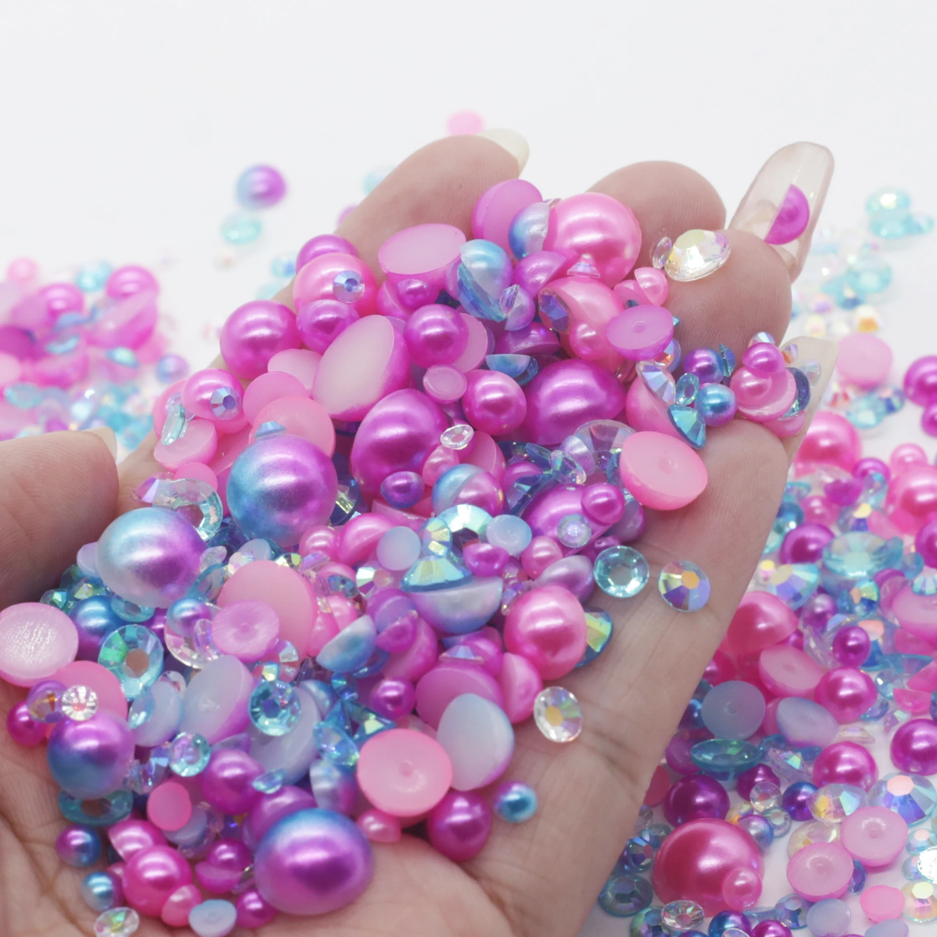 XULIN  Mix Sizes Color Wholesale FlatBack Rhinestones ABS Half Round Pearls For Shoes Phone Case DIY
