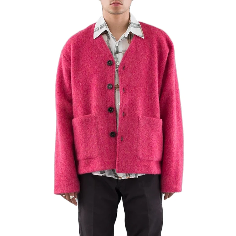 Мужская мода чистый цвет многоцветные свитера с большим карманом куртка на пуговицах, кардиган, свитер, жакет