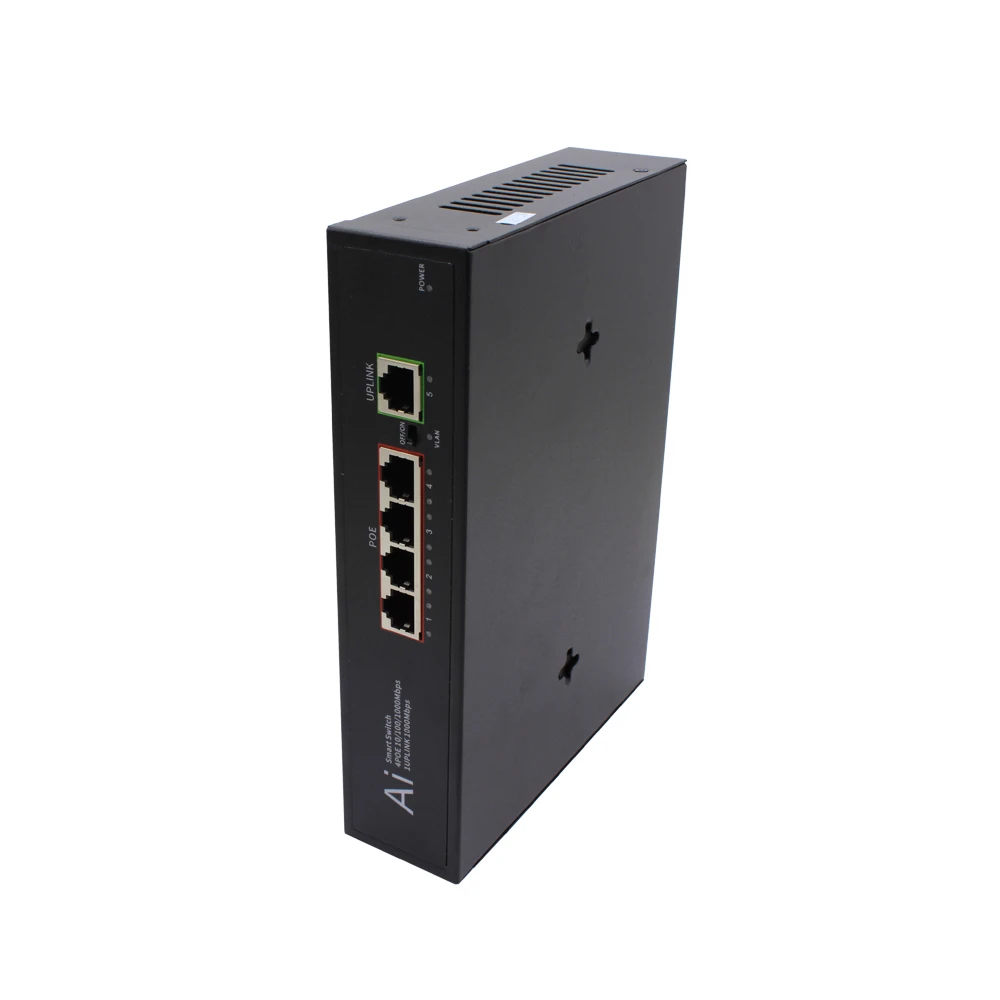 4 Port 10/100M POE Fiber Ethernet Switch Media Converter Up to 20km SC Compatible with IEEE802.3AF/AT Fiber Optical Equipment