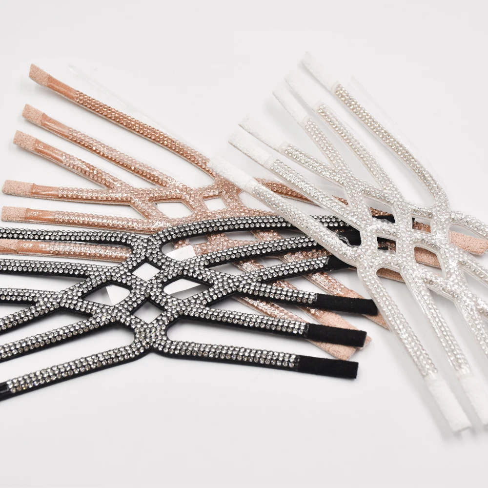 High quality bling hand make semi finished shoe uppers material glass rhinestone diamond decorative for sandals/slipper