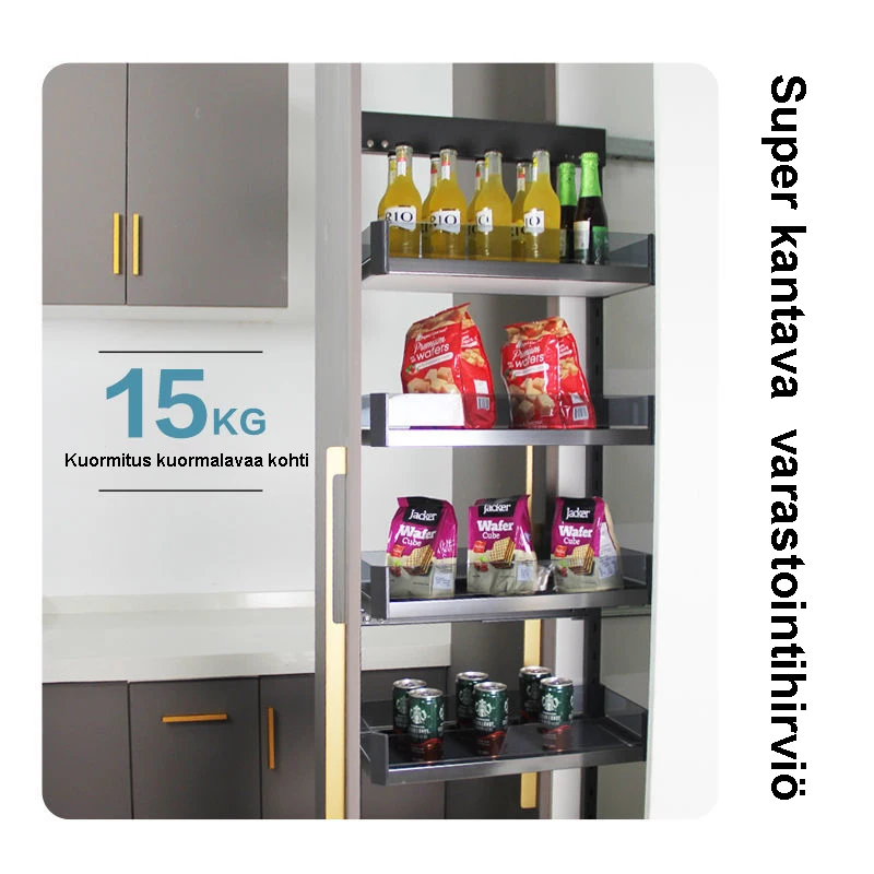 Kitchen Cabinet Storage Soft Closing Tall Deep High Pull Out Hidden Pantry Set Basket