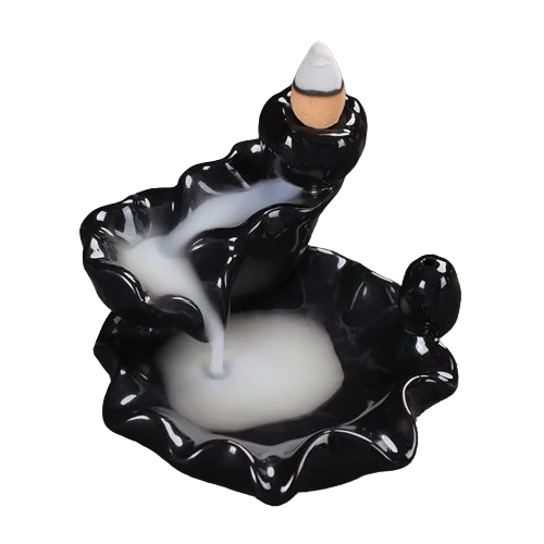 Ceramic Backflow Incense Burner Sandalwood Tea Fir Scented Waterfall Incense Cones Relaxation Purification Meditation Yoga Gift