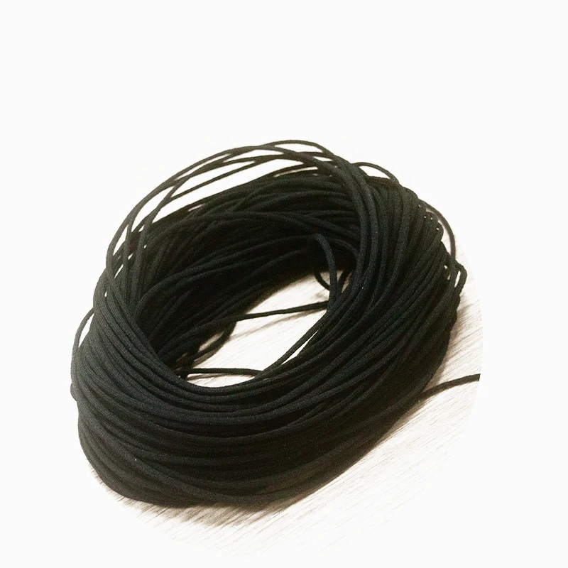 
2.5mm round tubular elastic black color in stock item face-mask ear loop band spandex cord 