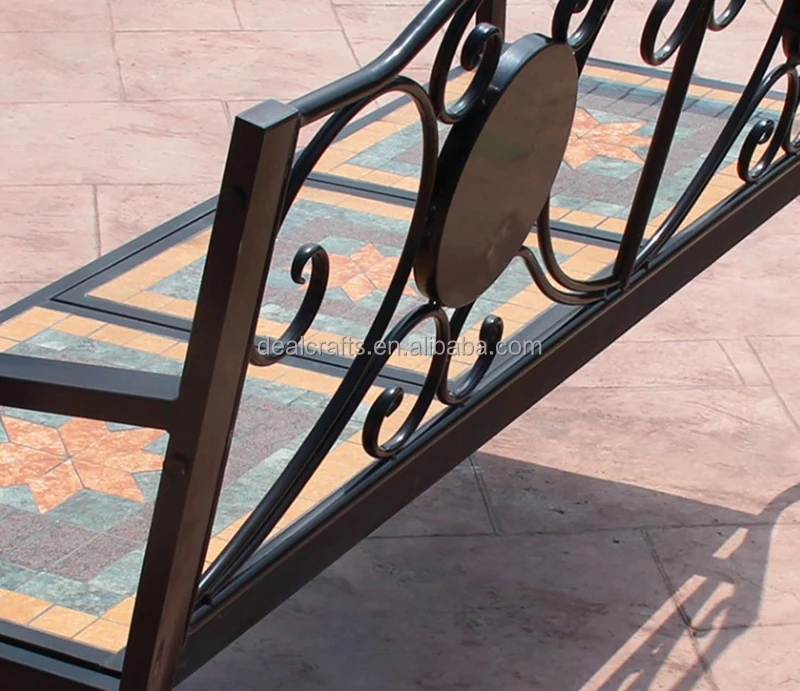 Balcony Patio Mosaic Design Long Bench With Lifting Table For Outdoor Indoor Used