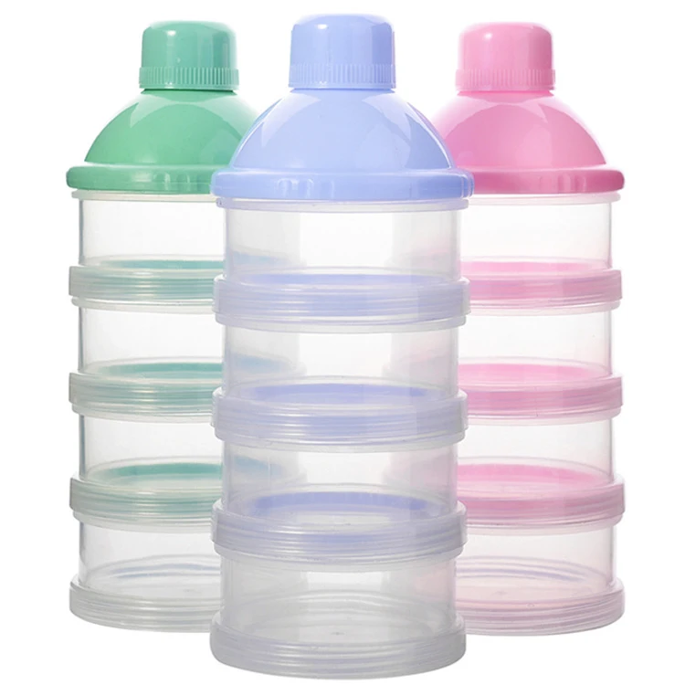 3 Colors BPA Free Travel Portable 4 Layers Infant Baby Milk Powder Box  Baby Formula Dispenser Food Storage Container