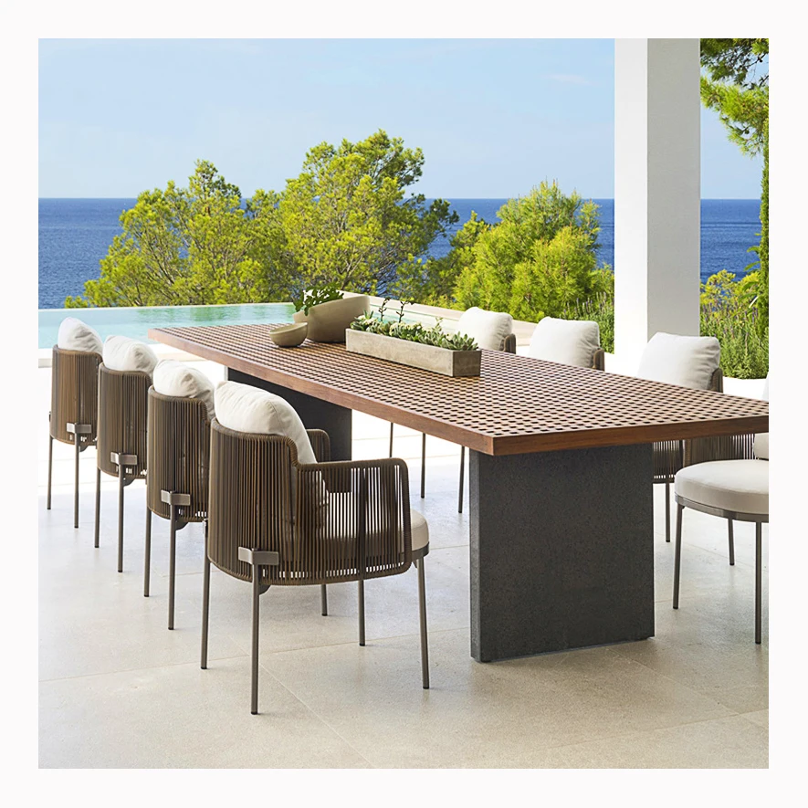 High End Custom Patio Table And Braided rope Chair Set for Villa