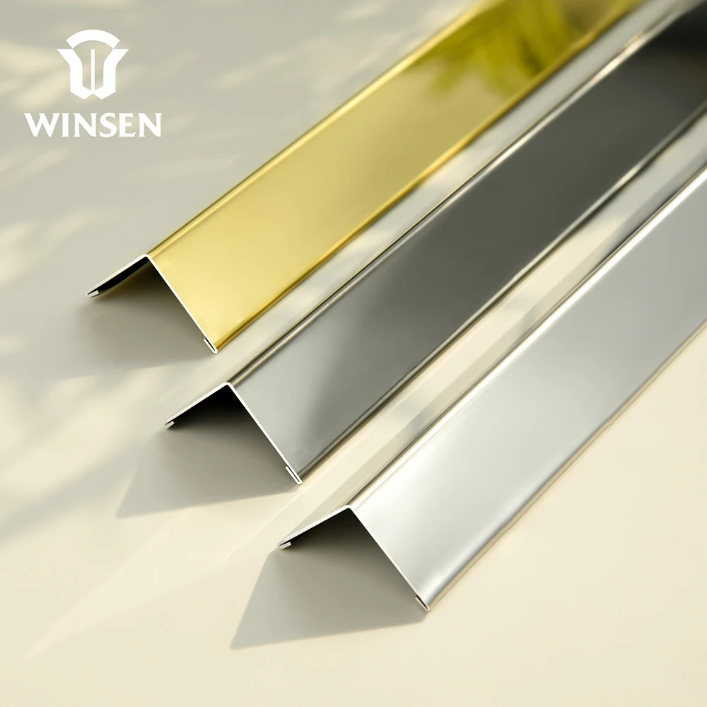 L shape Corner Protection Ceramic Covers Stainless Steel Tile Trim Edges for Outside Corner Stainless Steel Tile Edge Trim