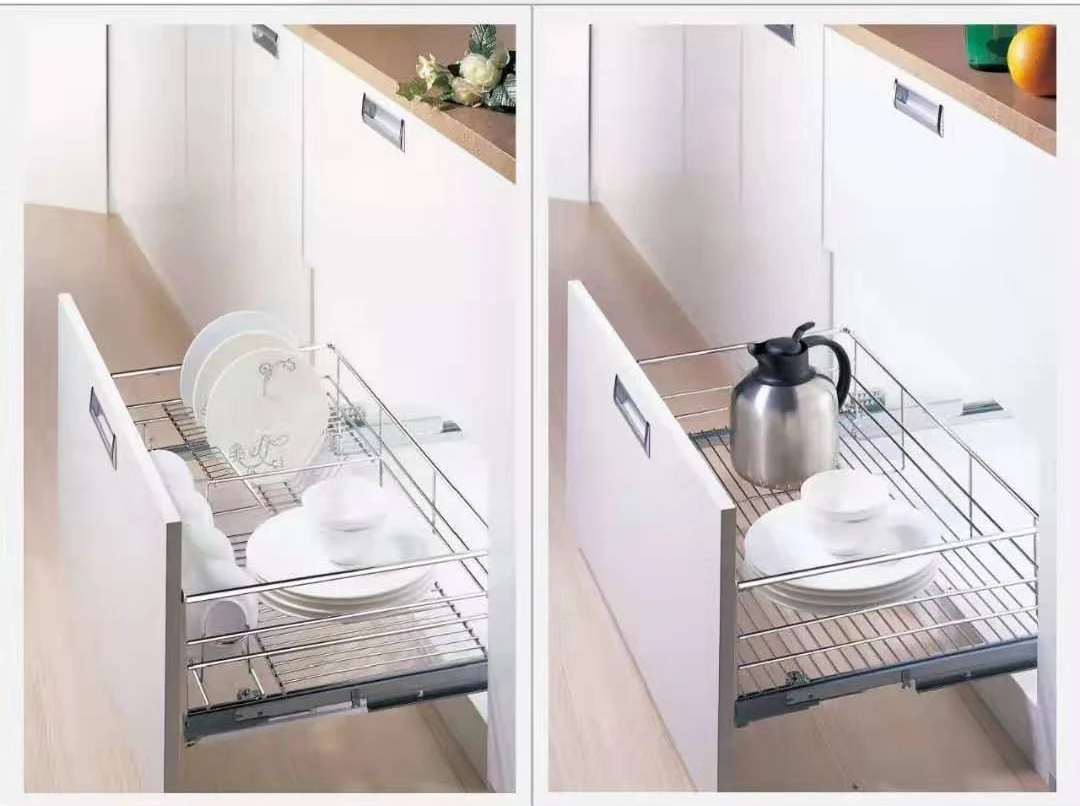 new 2020 kitchen cabinet basket with Multiple-function four side kitchen cabinet organizer storage pull out wire mesh basket