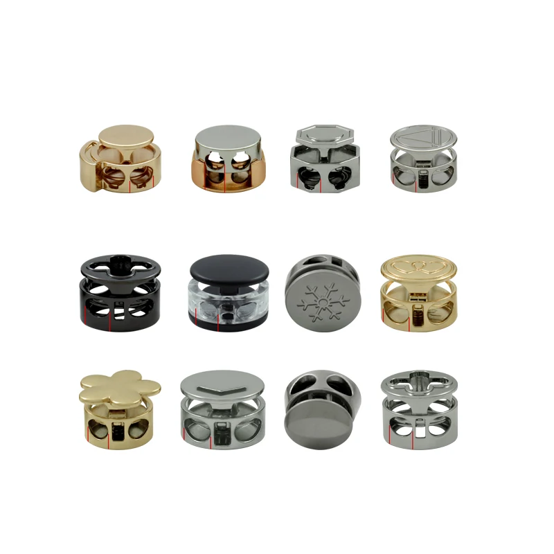 Customize zinc alloy metal cord end caps locking extension line lock large hole stopper gold silver and back buckles