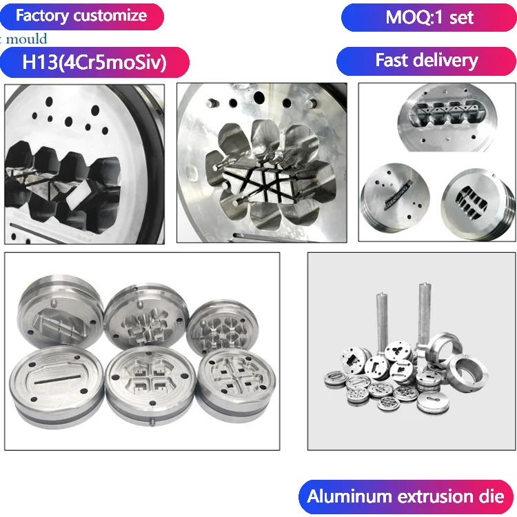 good quality H13 steel complex multi-void multiple cavity hollow extrusion profile die mould aluminum extruded matrix