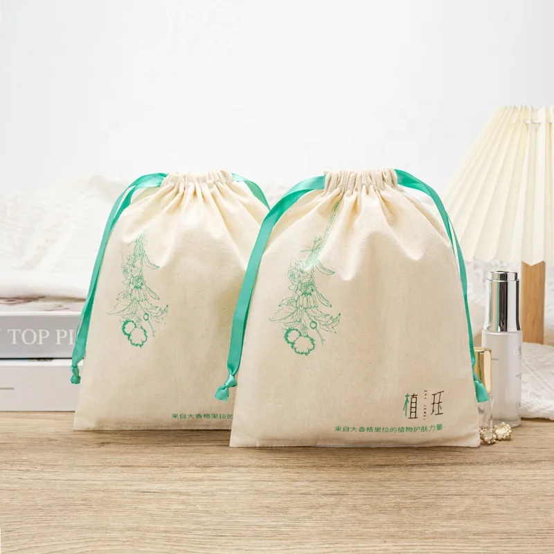 High Quality Recyclable 100% Cotton Bag With Customized Logo On The Label For Double Rope Dust Bag Garment Packaging