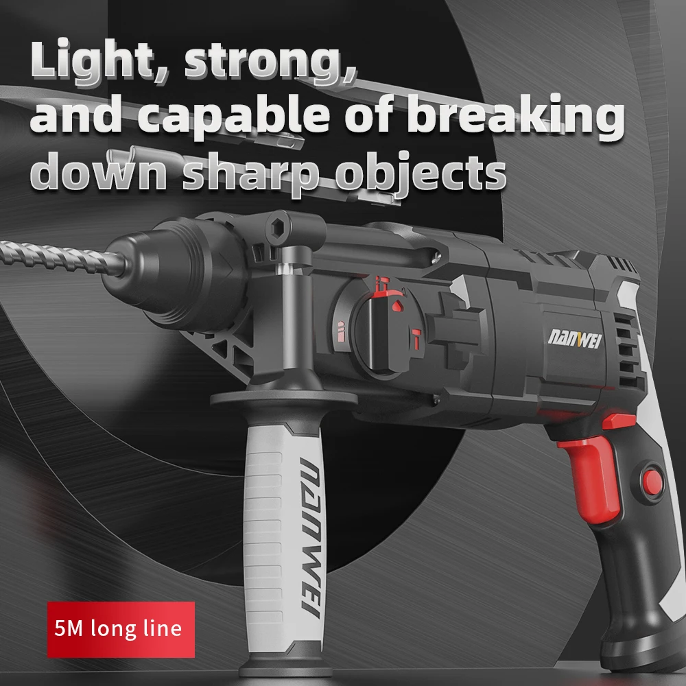 Промышленный проводной Ударный Молоток NANWEI 1260r/min 220V 800W электрический бесщеточный молоток для сверла стальной деревянный бетон литиевый