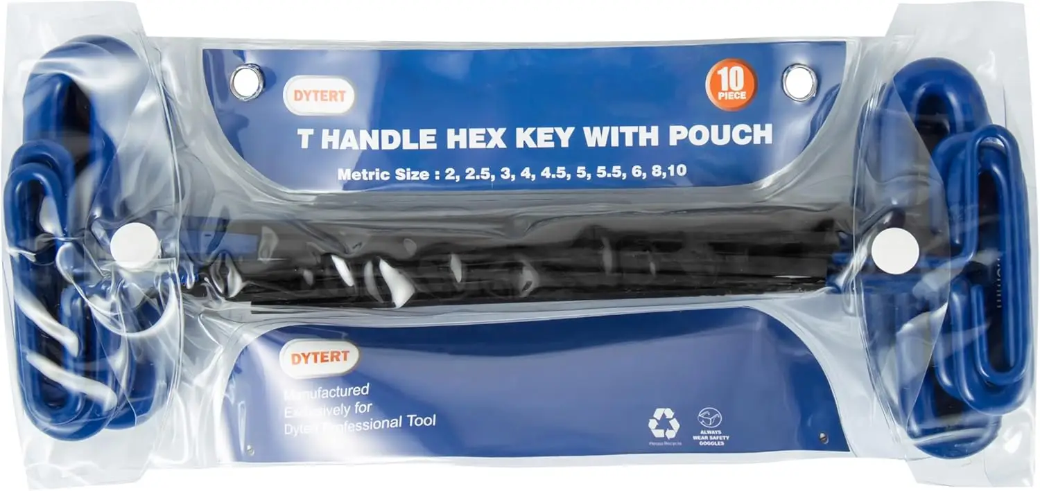 10 Piece Torx Star Metric SAE Ball T Handle Allen Hex Key Wrench Set Dip Plastic OEM Color T Allen Wrench Hex Key Set With Pouch