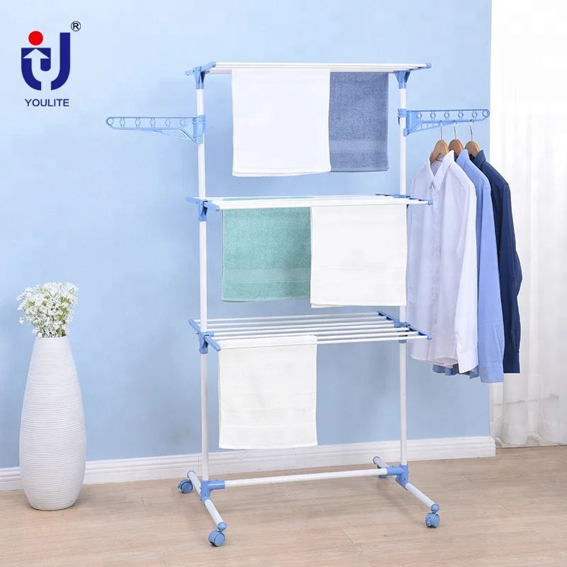Production Line Vertical Free Floor Standing Clothes Drying Rack
