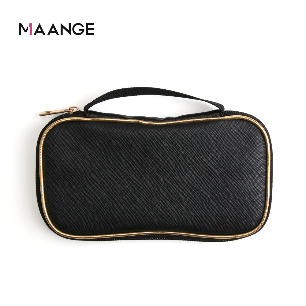 MAANGE Stand Up Makeup Brush travel  Organizer Storage Holder Handbag  Bags Zipper Waterproof  Black Nylon Makeup Cosmetic Bag
